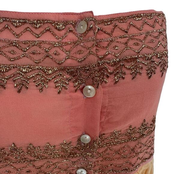 Juliet Dunn Tie Shoulder Cotton Midi Dress Orange Pink Sz 1 US 4 Small Tye Dye‎ - Picture 9 of 14